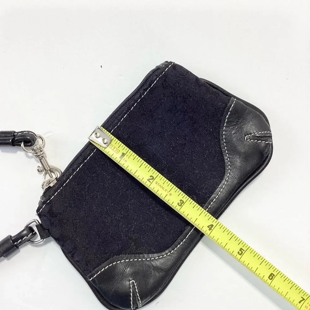 Coach Wristlet Lot of 2 Black C Logo Canvas Leather Small